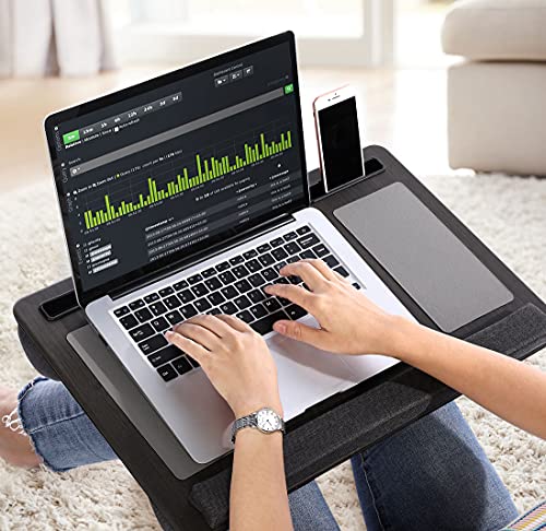 Large Lap Laptop Desk – Portable LapDesk with Mouse Pad & Wrist Rest for Notebook, MacBook, Tablet, Bed, Sofa, Working, Writing, Drawing(Wood Black, Fit Up to 17.3-in Laptops) | The Storepaperoomates Retail Market - Fast Affordable Shopping
