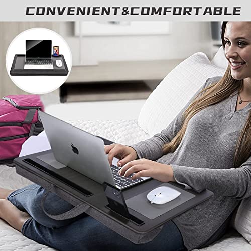 Large Lap Laptop Desk – Portable LapDesk with Mouse Pad & Wrist Rest for Notebook, MacBook, Tablet, Bed, Sofa, Working, Writing, Drawing(Wood Black, Fit Up to 17.3-in Laptops) | The Storepaperoomates Retail Market - Fast Affordable Shopping