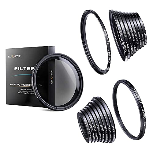 58mm Variable ND2-ND400 Filter & 18 Pcs Filter Rings Adapter Kit