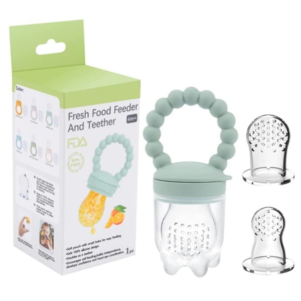 Baby Fruit Food Feeder Pacifier Teether for Babies 4 M+,Milk Frozen Set,2in1 Teether Toy Made of Soft Silicone,Feeder for Infant Safely Self Feeding,BPA-Free