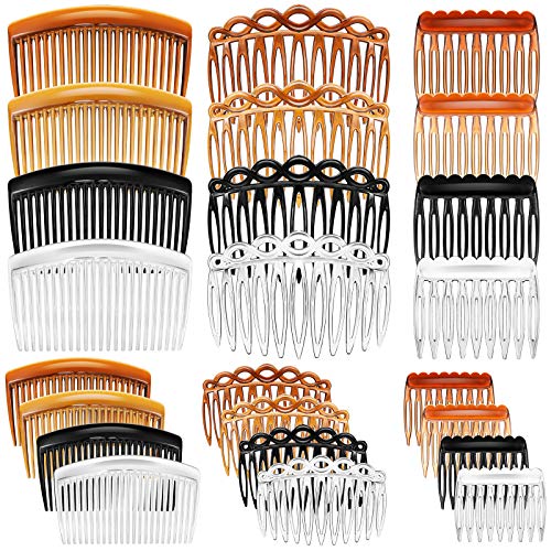 24 Pieces French Hair Side Combs Set Plastic Twist Comb Hair Clip Combs Accessories for Girls Women (9 Teeth Side, 11 Teeth Side, 23 Teeth Side)