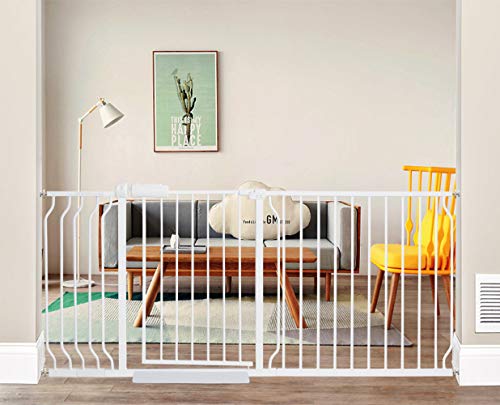 ALLAIBB Extra Wide Pressure Mounted Baby Gate Walk Through Child Kids Safety Toddler Tension White Long Large Pet Dog Gates with Extension for doorways Kitchen (66.93″-71.65″/170-182cm)