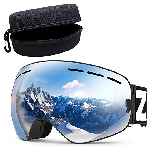 ZIONOR X Ski Goggles with a Hard EVA Protection Carrying Case for Men Women Adult
