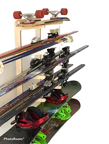 Premium Freestanding Skateboard Rack | Storage for: Snowboards, Skis, Skateboards, Scooters, Ripsticks, and More (6 Level)