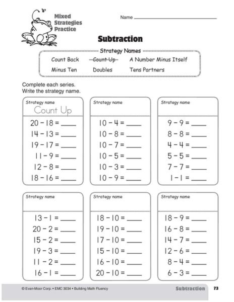 Subtraction Strategies, Grade 2: Mixed Strategies Practice