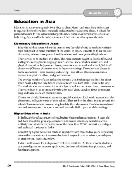 Asia: Culture Education