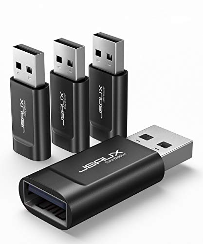 JSAUX USB Data Blocker, (4-Pack) USB-A Defender Only for Quick Charge, Protect Against Juice Jacking, Refuse Hacking Provide Safe Charging- Black