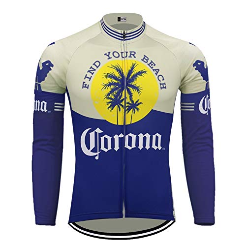 Beer Corona Long Sleeve Winter Fleece & No Fleece Cycling Jersey Go Pro Cycling Clothing Maillot Ciclismo MTB Jersey (Long Sleeve,XL)
