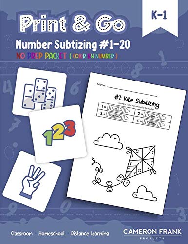 Numbers 1-20 Subitizing Color By Number | Number Sense | Worksheet Bundle | Grades K-1 | No Preparation Packet | Classroom, Distance Learning, Homeschool