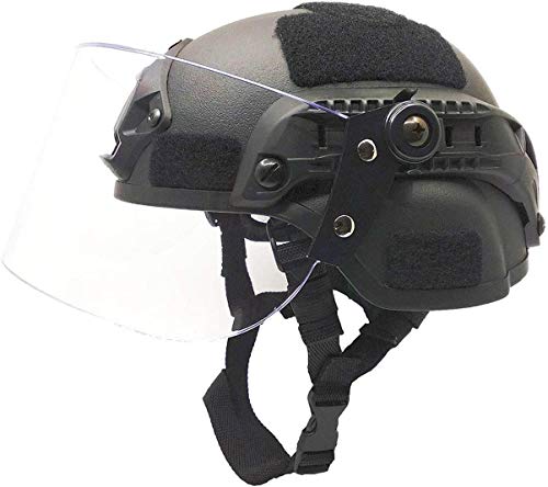 Sryle Fast Protective Helmet with Transparent Sunshade Sliding Goggles and NVG Bracket and Side Rails
