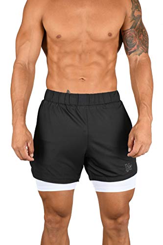 YoungLA Compression Shorts – Soft, Breathable, Stretchy Mens Compression Shorts with Pocket – Compression Shorts for Men 105 Black/White L