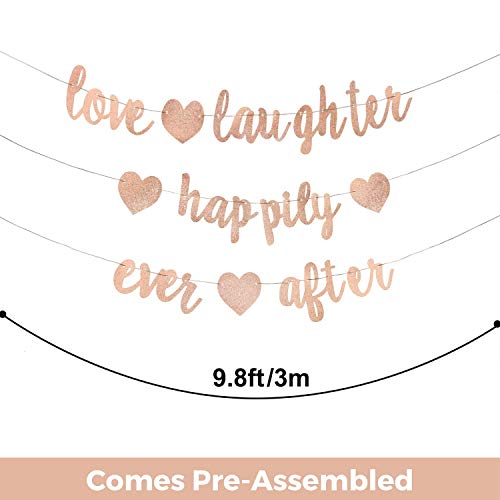 3Pcs Rose Gold Glitter Love Laughter and Happily Ever After Banner – Wedding Shower Decorations – Bridal Shower Decorations – Bachelorette, Bridal & Engagement Party Decorations (Pre-Strung Signs) | The Storepaperoomates Retail Market - Fast Affordable Shopping