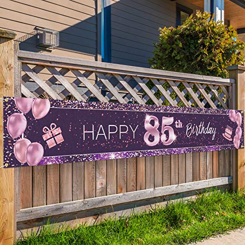 PAKBOOM Happy 85th Birthday Backdrop Pink Photo Background Banner Cheers to 85 Years Old Decorations Party Supplies