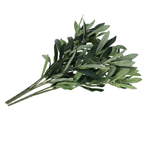 Wakauto Artificial Olive Branch Greenery Leaves Stem Fake Plant Olive Tree Branches Photography Props for Home Garden Office Wedding Greenery Decorations