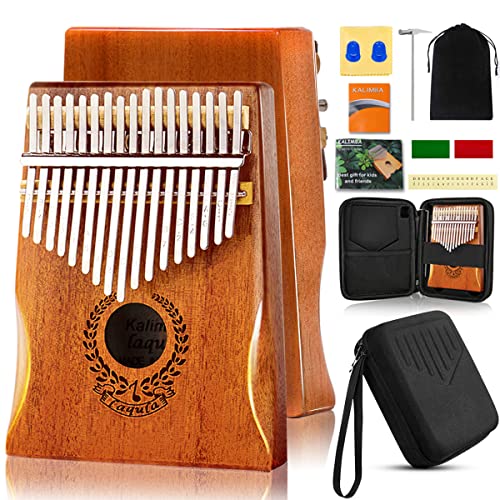 Kalimba Thumb Piano 17 Keys – Portable Mbira Sanza Finger Piano Professional Musical Instrument w/ Protective Case, Study Instruction, Tuning Hammer Gifts for Kids Adults Beginners