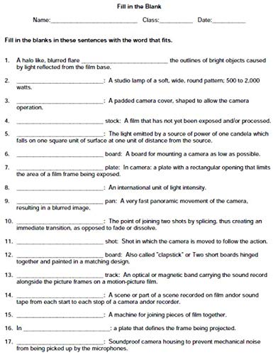 TV Productions Film Communications worksheets