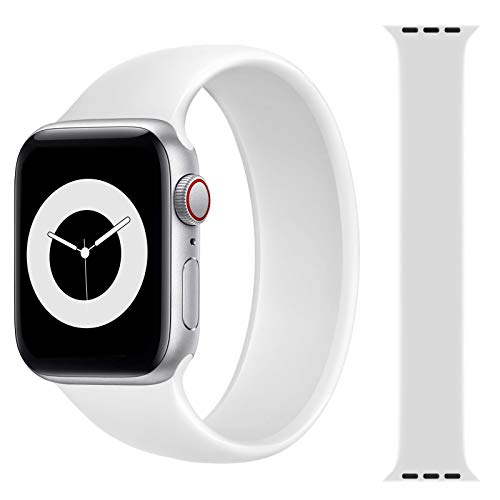 Solo Loop Strap Compatible with Apple Watch Band 38mm 40mm 41mm, Sport Elastics Silicone Apple Watch Bands Women Men, Replacement Wristband for iWatch Series 8 7 6 5 4 3 2 1 SE (White 38S)