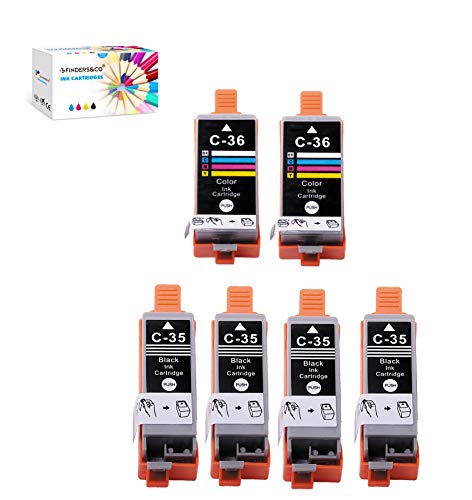 Compatible PGI-35 CLI-36 Ink Cartridge Replacement for Canon 35 36 Ink Work with Canon Pixma iP110 iP100 TR150 Printers (4BK, 2X Color)
