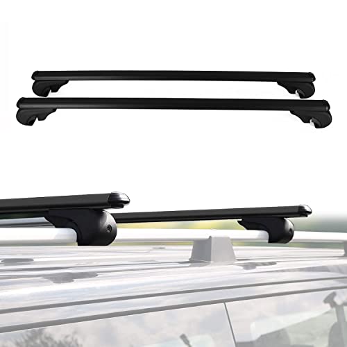 OMAC Roof Rack Cross Bar Set for Ford Explorer 2020-2023 Black – Car Rooftop Rail Crossbars 165 Lbs Load Adjustable Anti-Theft Keyed Locking 2 Pcs – Carrier for All Your Cargo Luggage Kayak