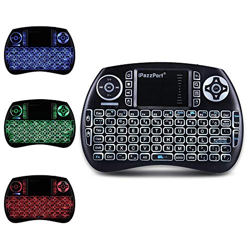 iPazzPort (Newest Upgrade) Mini Bluetooth Keyboard with Touchpad (Handheld Keyboard), Backlit Mini Wireless Keyboard with 2.4G USB Dongle for Google/Android TV Box/FireStick/Laptop/PC KP-21SM