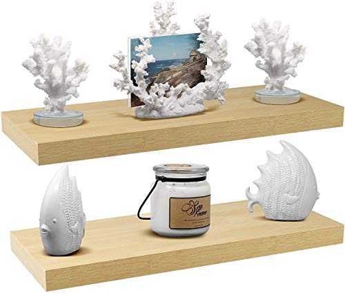 Sorbus® Floating Shelf — Hanging Wall Shelves Decoration — Perfect Trophy Display, Photo Frames — Extra Long 24 Inch (Maple Wood)
