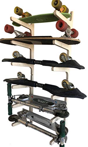 Steve’s Rack Shack | Skateboard Rack Wall Storage Mount Home and Garage for: Skateboard, Ski, Scooter, Longboard, Rip Stick, and More. (6 Level)