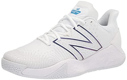 New Balance Women’s Fresh Foam X Lav V2 Hard Court Tennis Shoe, White/Laser Blue, 12 Wide