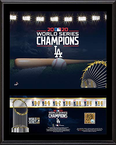Los Angeles Dodgers 2020 MLB World Series Champions 12″ x 15″ Sublimated Plaque with a Capsule of Game-Used World Series Dirt – MLB Game Used Dirt Collages