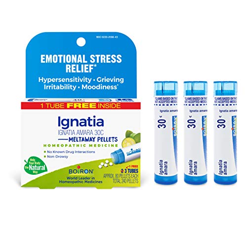 Boiron Ignatia Amara 30C Homeopathic Medicine for Relief from Emotional Stress, Hypersensitivity, Irritability, and Moodiness – 80 Count (Pack of 3)