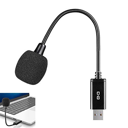 Mini USB Microphone for Laptop and Desktop Computer, with Gooseneck & Universal USB Sound Card, Compatible with PC and Mac, Plug & Play, Ideal Condenser Mic for Remote Work, Online Class, CGS-M1