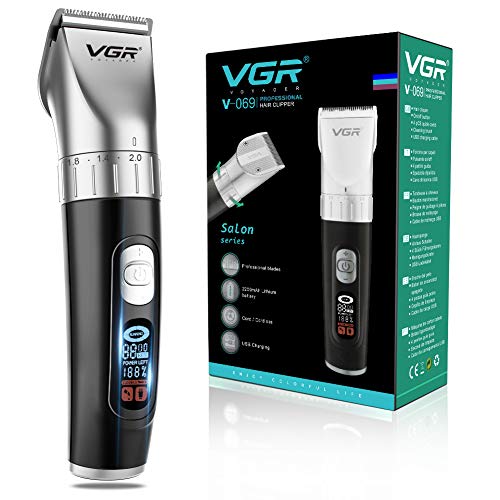 VGR Hair Clippers, Professional Hair Cutting Kit for Men, USB Cord/Cordless Rechargeable Hair Trimmer Set with LED Display, Model V-069
