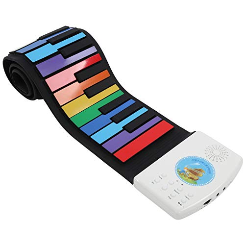 Roll-up Piano, Silicone 49 Keys Roll Up Piano Rainbow Color Hand Roll Piano Keyboards Christmas Birthday Gift