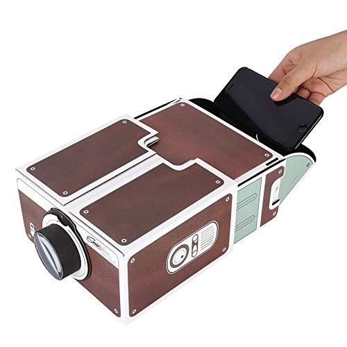 POCREATION DIY Smartphone Projector, Mini Cardboard Smart Mobile Phone Screen Projector Home Cinema, 8X Cell Phone Screen Magnifier