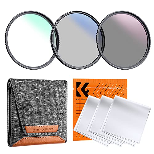 K&F Concept 58mm UV/CPL/ND Lens Filter Kit (3 Pieces)-18 Multi-Layer Coatings, UV Filter + Polarizer Filter + Neutral Density Filter (ND4) + Cleaning Cloth+ Filter Pouch for Camera Lens (K-Series)