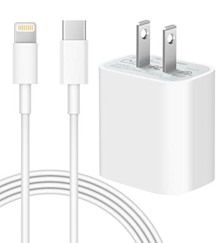 iPhone 14 13 12 Fast Charger [Apple MFi Certified] 20W PD USB C Wall Charger with 6FT Lightning Cable Compatible iPhone 14/14 Pro/14 Pro Max/14 Plus/13/12/11/Pro/Pro Max/Mini/Xs Max/XR/X, iPad