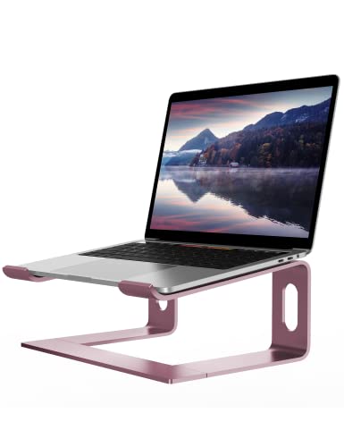 ALASHI Laptop Stand for Desk, Aluminum Computer Riser, Ergonomic Notebook Holder, Detachable Metal Laptops Elevator, PC Cooling Mount Support 10 to 15.6 Inches Notebook, Pink