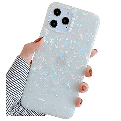 YeLoveHaw Designed for iPhone 12 and 12 Pro Case for Women Girls, Glitter Pearly-Lustre Shell Pattern Phone Case [ Soft, Slim, Full-Around Protective] Compatible with iPhone 12 12Pro 6.1” (Colorful)