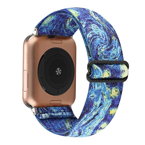 Adjustable Elastic Watch Band Compatible with Apple Watch 38mm 40mm 41mm, Nylon Stretchy Solo Loop Bracelet Women Replacement for iWatch Series SE/7/6/5/4/3/2/1 (Starry Sky, 38mm/40mm/41mm)