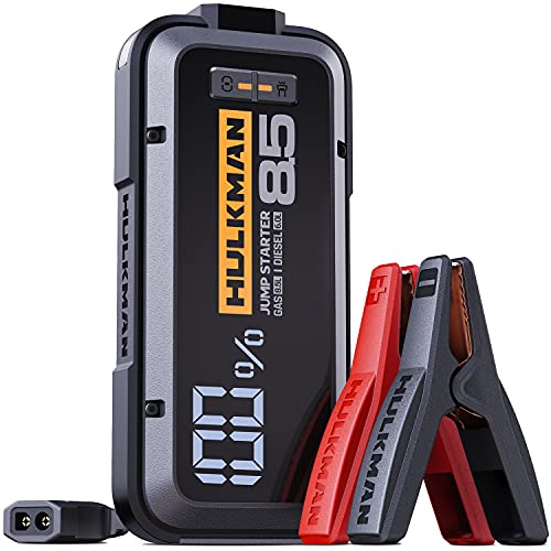 HULKMAN Alpha85 Smart Jump Starter 2000 Amp 20000mAh Car Starter for up to 8.5L Gas and 6L Diesel Engines with Boost Function for Totally Dead Battery 12V Lithium Portable Car Battery Booster Pack