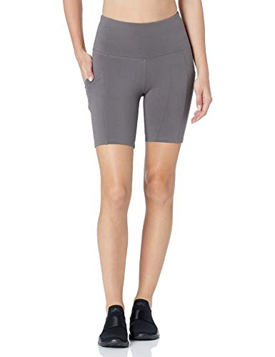 Marc New York Performance Women’s Misses Cotton-Spandex high Waisted Bike Short with Pockets, Carbon, Large