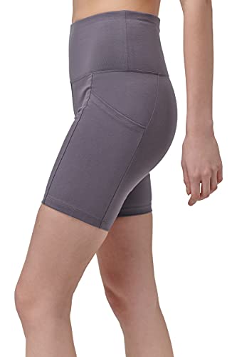 Marc New York Performance Women’s Misses Cotton-Spandex high Waisted Bike Short with Pockets, Carbon, Large | The Storepaperoomates Retail Market - Fast Affordable Shopping
