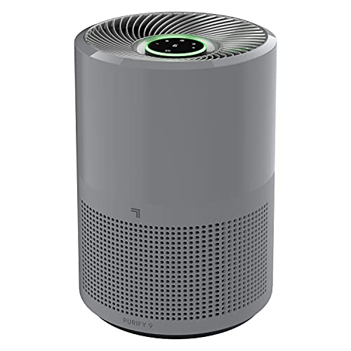 Sharper Image PURIFY 9 Whole Room Air Cleaner with True HEPA Filtration, Activated Carbon Filter, Visual Air Quality Indicator, for Home, Bedroom and Office