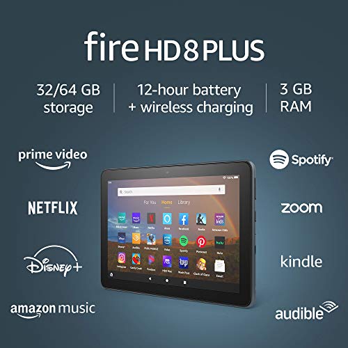 Certified Refurbished Fire HD 8 Plus tablet, HD display, 32 GB, (2020 release), our best 8″ tablet for portable entertainment, Slate