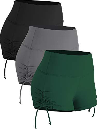 CADMUS Athletic Booty Shorts for Women 3 Pack High Waisted Workout Pro,1021,Black,Grey,Dark Green,Medium