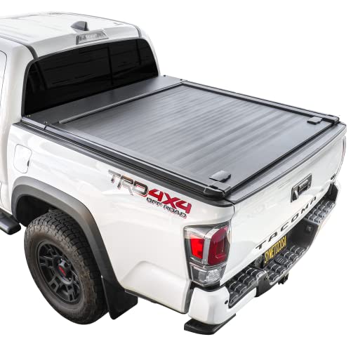 Syneticusa Retractable Tonneau Cover Fits 2019-2023 Ford Ranger 5′ (61”) Truck Bed Aluminum Matte Black Low Profile Waterproof Off Road Rack Ready