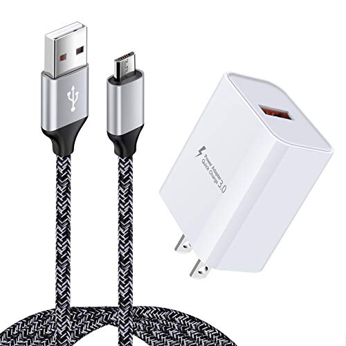Android Charger, Fast Phone Charger Android Fast Charging Plug Wall Charger Rapid Micro USB Charger Cable Compatible for Samsung Galaxy S7,S6,J8,J7,J3V, LG Stylo 2 3 Plus,Moto G5,G5 Plus,E5 Play E6 E4