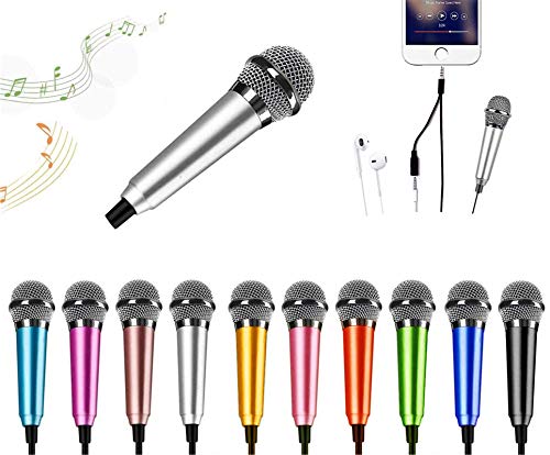 Mini Microphone,Portable Vocal Tiny Microphone, Asmr Microphone,Phone Microphone, Mini Karaoke Microphone for Voice Recording Chatting and Singing On iPhone,Android,Laptop Notebook（Silver）