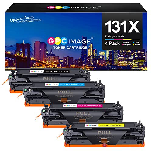 GPC Image Remanufactured Toner Cartridge Replacement for HP 131X 131A CF210X CF211A CF212A CF213A with Pro 200 Color MFP M276nw M251nw M251n M276n Printer Tray (Black, Cyan, Magenta, Yellow)