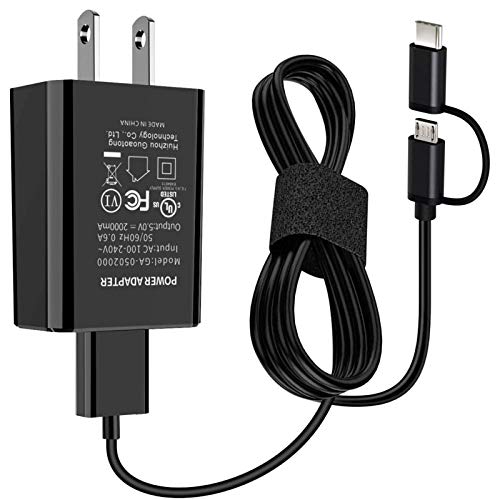 JDHDL Fire Fast Charger, [UL Listed] Fast Charger Adapter with 6.6 FT USB C and USB 2 in 1 Cable for Fire 7 8 10 Tablet, Fire HD, HDX 6″ 7″ 8.9″ 9.7″