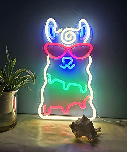 Alpaca Neon Signs Lights Wall Neon Sign for Christmas Decor Light Cool Wall Signs for Bar Halloween Xmas Home Decoration Bedroom, Lounge Office Wedding Christmas Valentine’s Day Party Mother’s Day Gifts for Mom Operated by USB